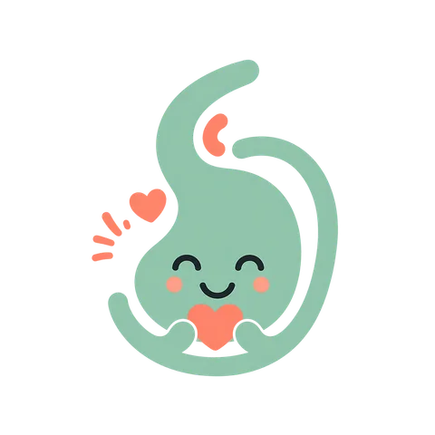 Pip the stomach mascot, love expression